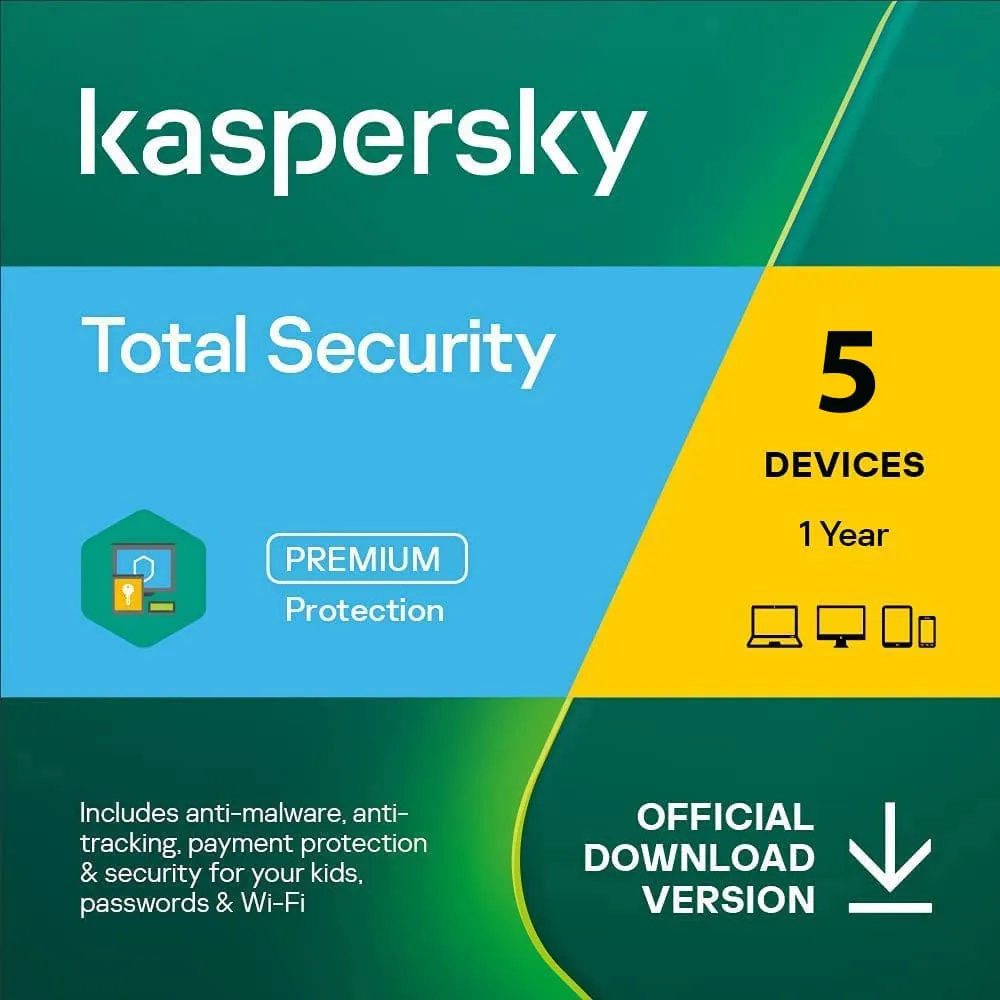 Kaspersky Total Security 5 Devices 1 Year Windows/Mac/Android/iOS (Email Delivery) — NexoKey Maroc
