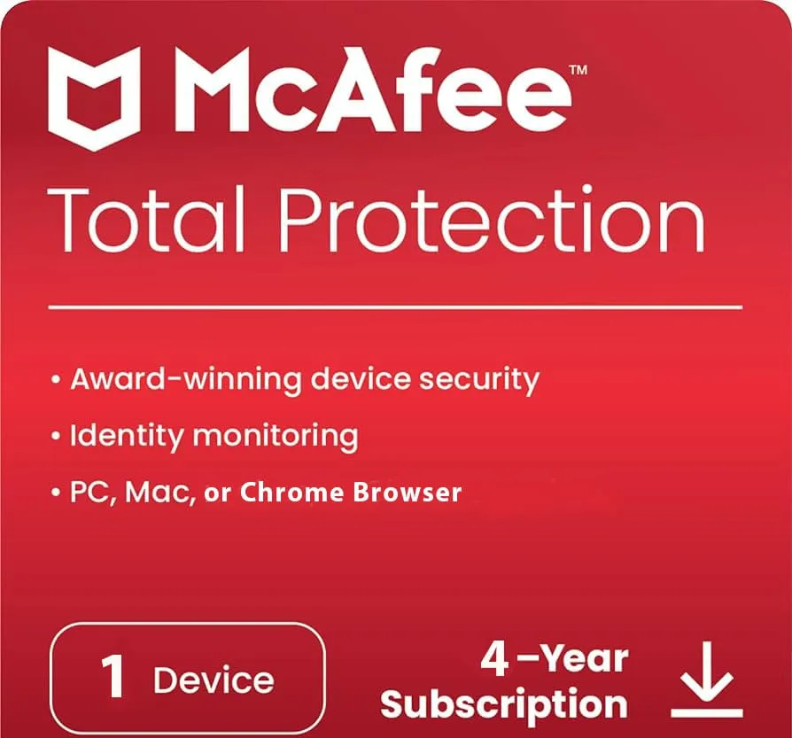 McAfee Total Protection 1 Device 4 Years Windows/Mac (Email Delivery) (Global Code)