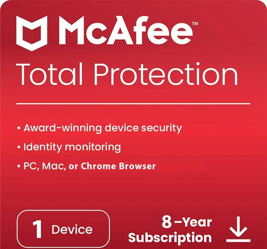 McAfee Total Protection 1 Device 8 Years Windows/Mac (Email Delivery) (Global Code)