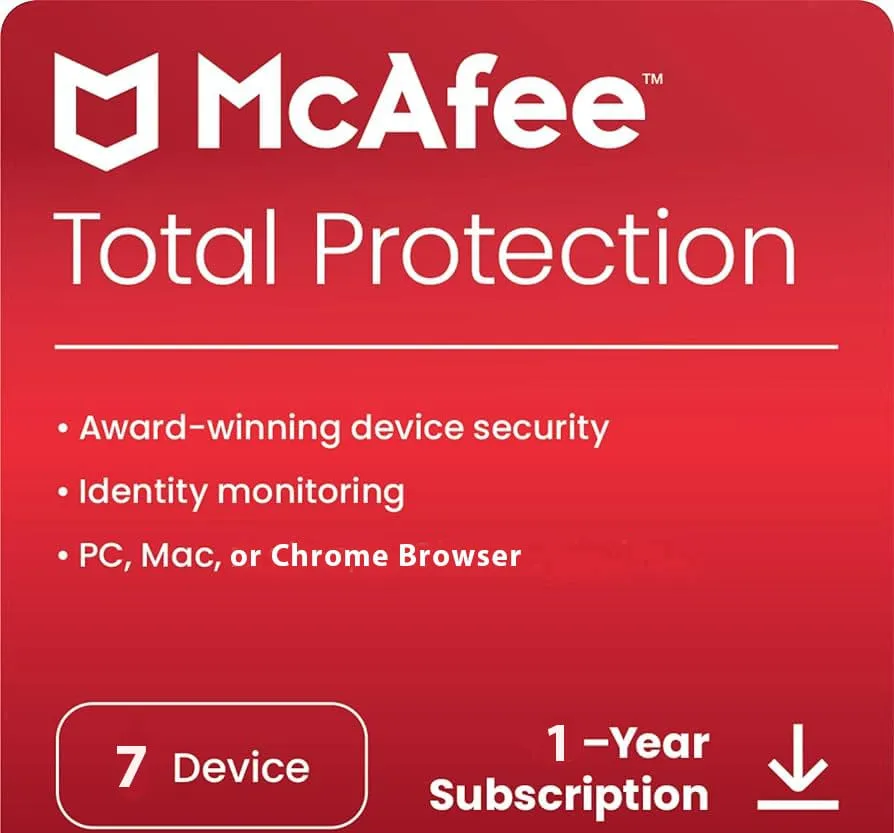 McAfee Total Protection 7 Device 1 Years Windows/Mac (Email Delivery) (Global Code) — NexoKey Maroc