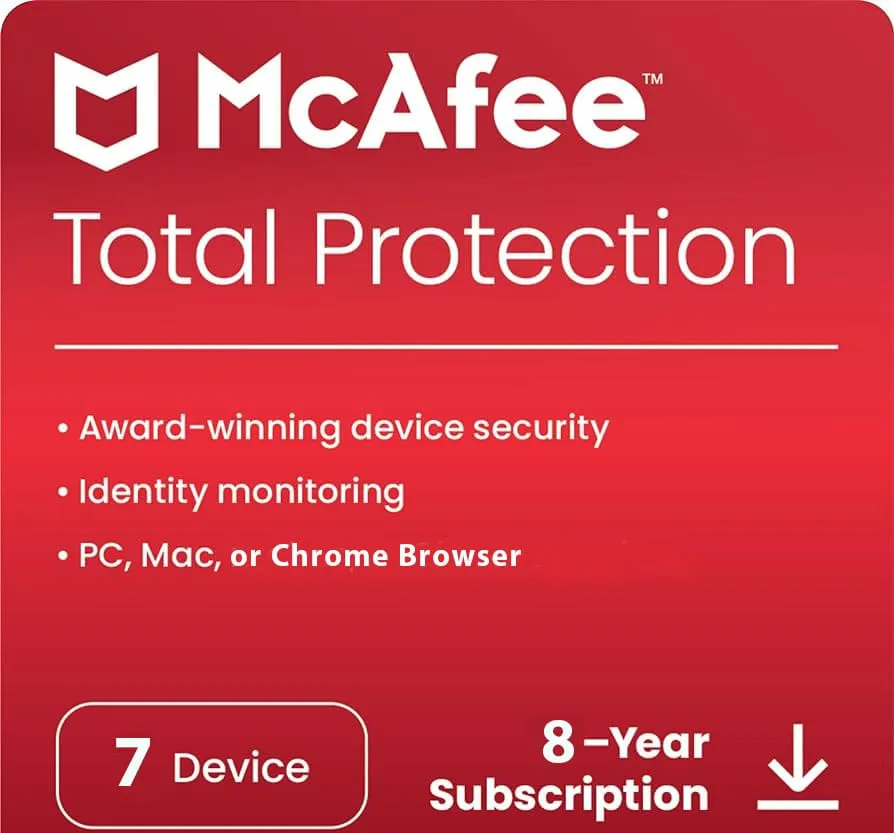 McAfee Total Protection 7 Device 8 Years Windows/Mac (Email Delivery) (Global Code) — NexoKey Maroc