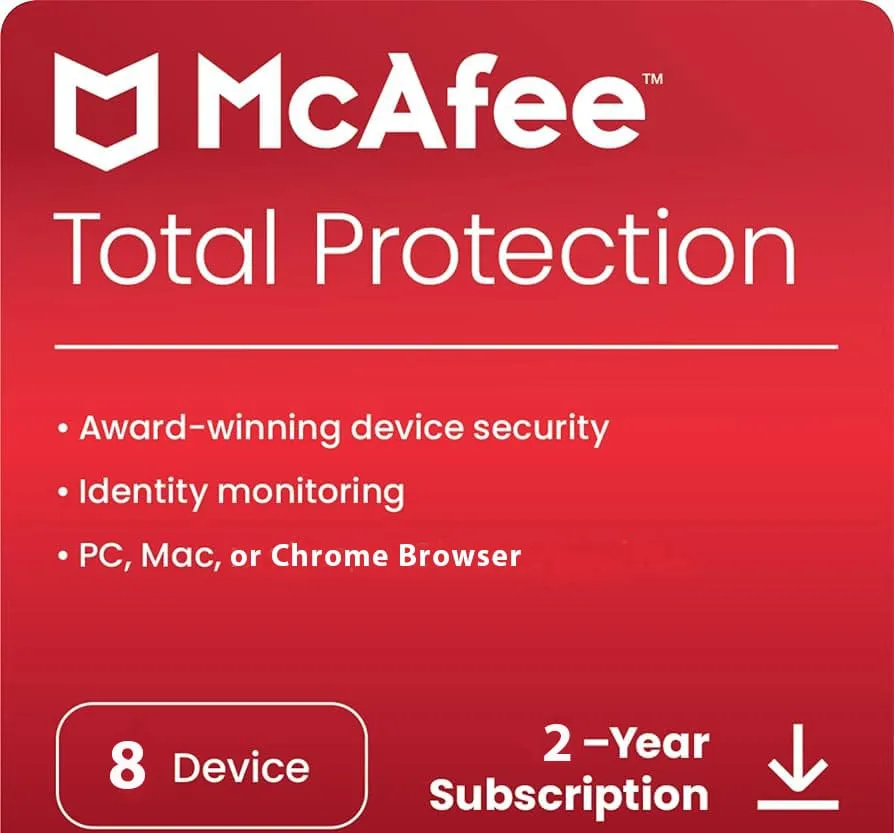 McAfee Total Protection 8 Device 2 Years Windows/Mac (Email Delivery) (Global Code) — NexoKey Maroc
