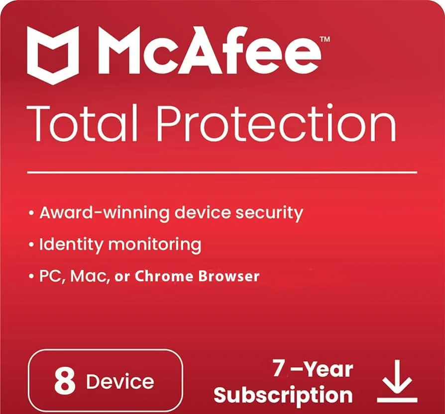 McAfee Total Protection 8 Device 7 Years Windows/Mac (Email Delivery) (Global Code) — NexoKey Maroc