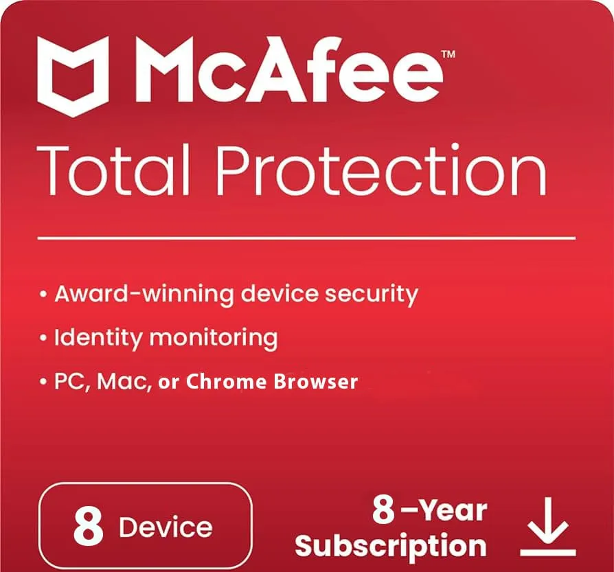 McAfee Total Protection 8 Device 8 Years Windows/Mac (Email Delivery) (Global Code) — NexoKey Maroc