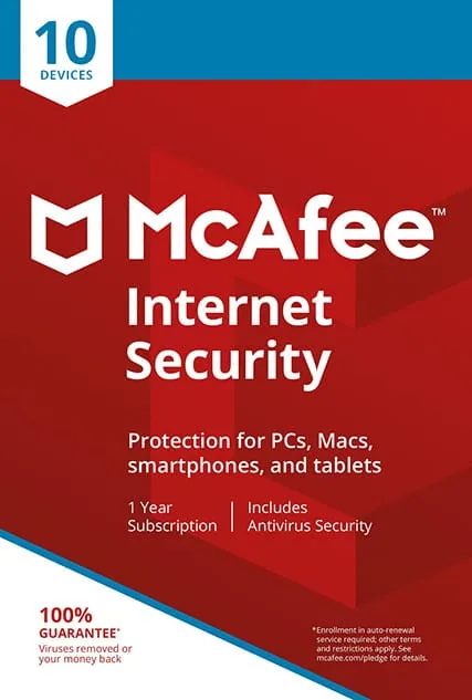 McAfee Internet Security 10 Devices 1 Year Windows/Mac/Android/iOS (Email Delivery) (Global Code)