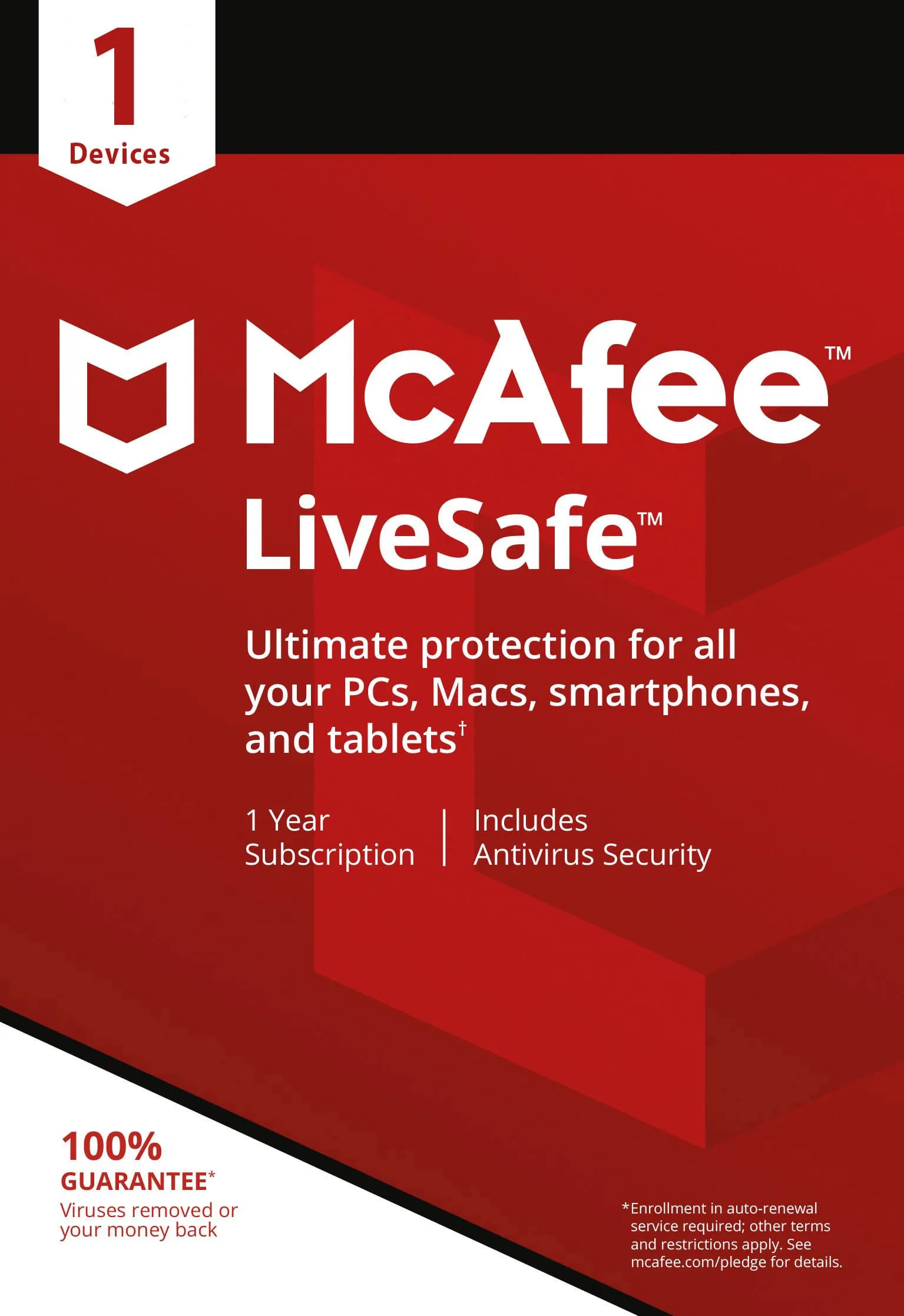 McAfee LiveSafe 1 Device 1 Year Windows/Mac/Android/iOS (Email Delivery) (Global Code) — NexoKey Maroc