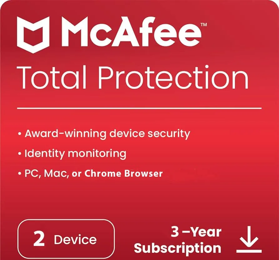 McAfee Total Protection 2 Device 3 Years Windows/Mac (Email Delivery) (Global Code) — NexoKey Maroc