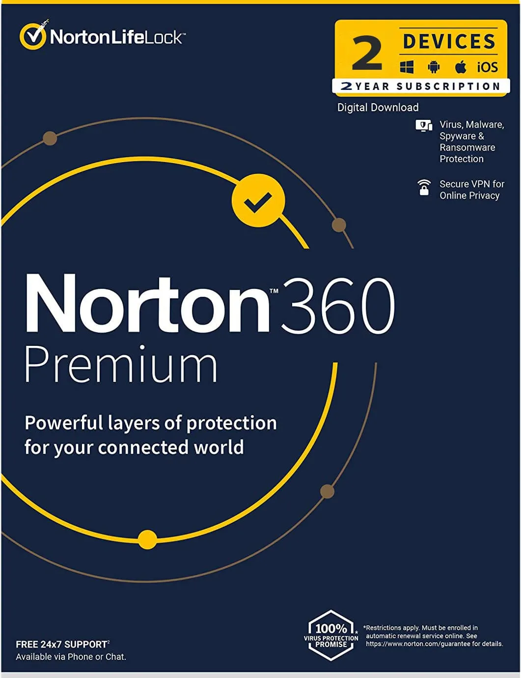 Norton 360 Premium 2 Devices 2 Year Windows/Mac/Android/iOS (Email Delivery) (Global Code) — NexoKey Maroc