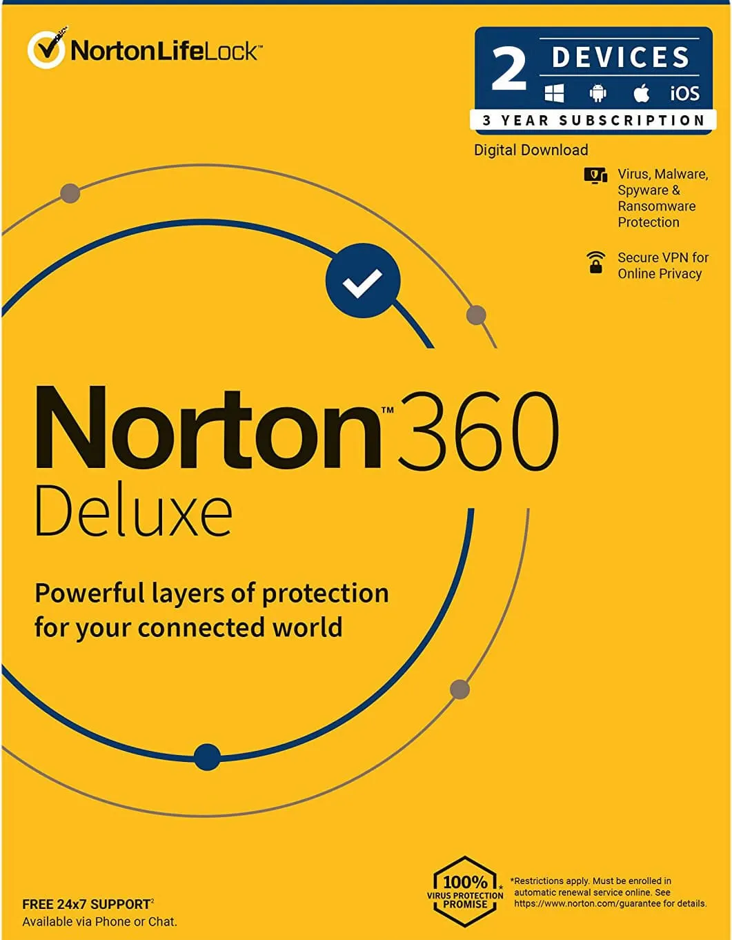 Norton 360 Deluxe 2 Devices 3 Year Windows/Mac/Android/iOS (Email Delivery) (Global Code) — NexoKey Maroc