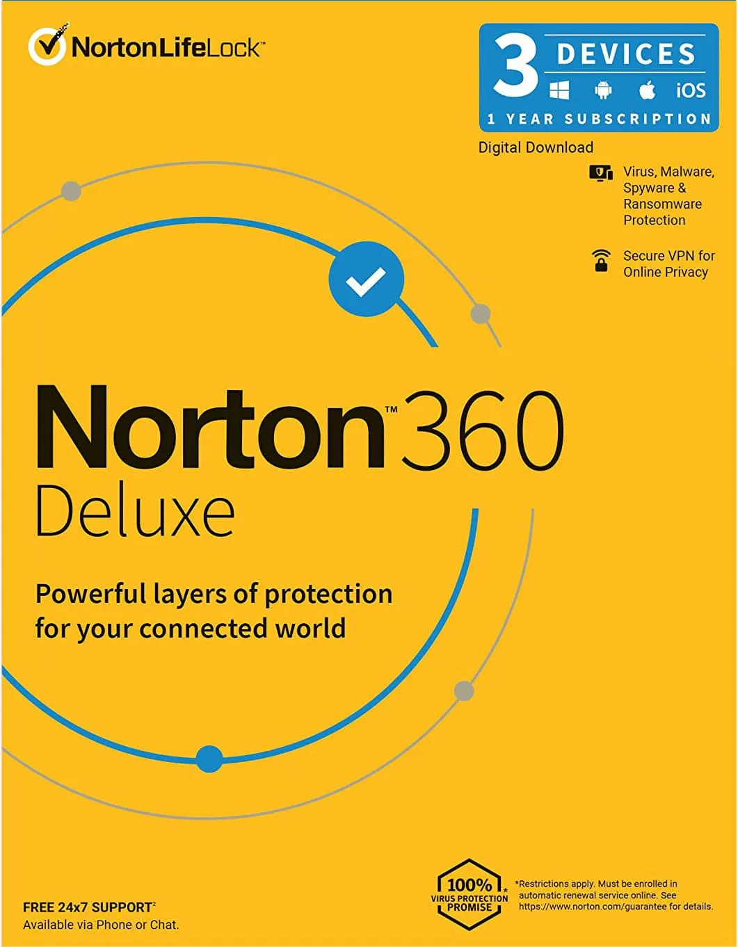 Norton 360 Deluxe 3 Devices 1 Year Windows/Mac/Android/iOS (Email Delivery) (Global Code) — NexoKey Maroc